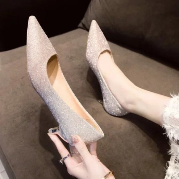 Women gradient fashion shoes wine glass mid heel - Picture 2 of 6